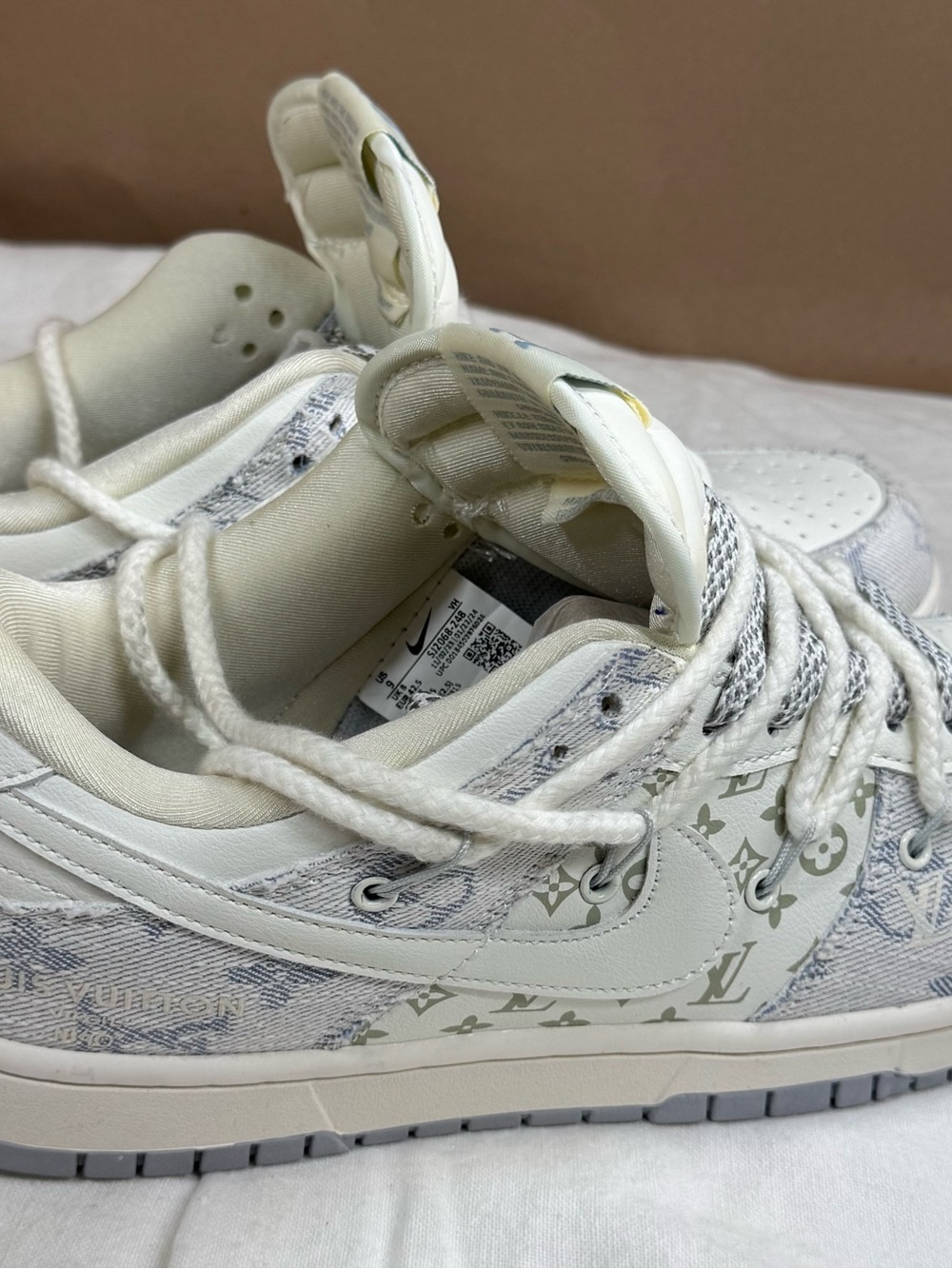 Louis Vuitton Men’s White and Light Gray Monogram Sneakers - Picture 3 of 6